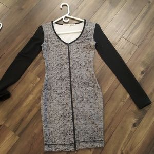 Black and White Zip-Up Dress